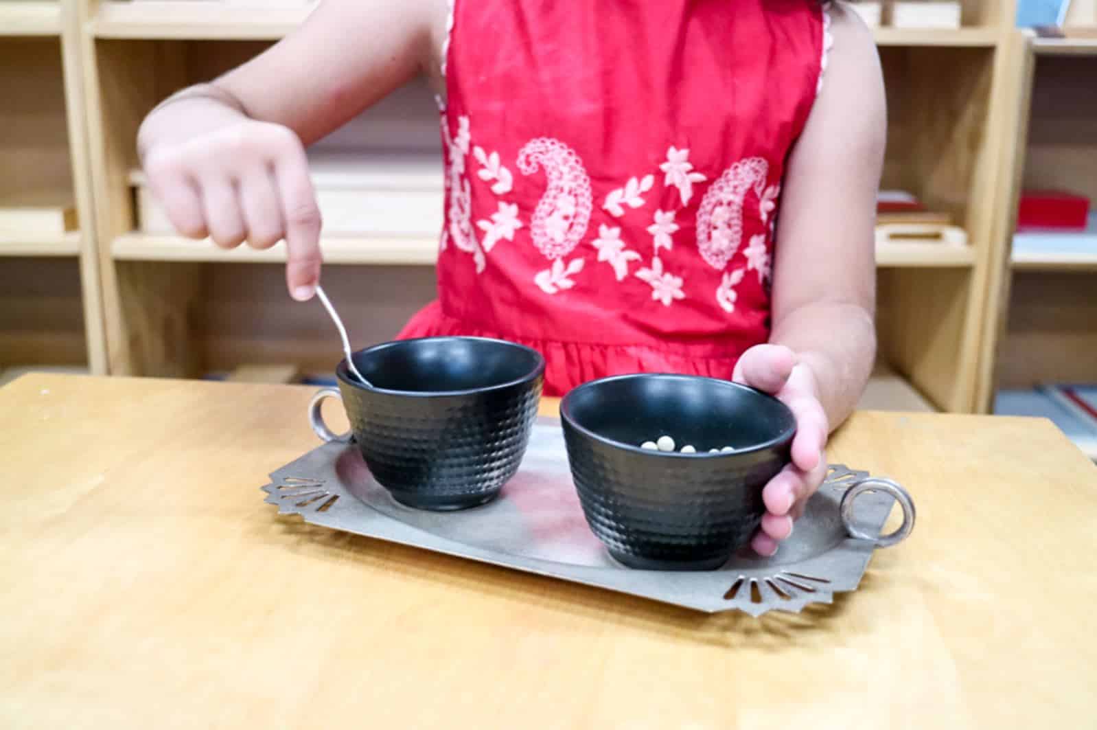 Montessori Practical Life Spooning Activity - Childcare & Preschool