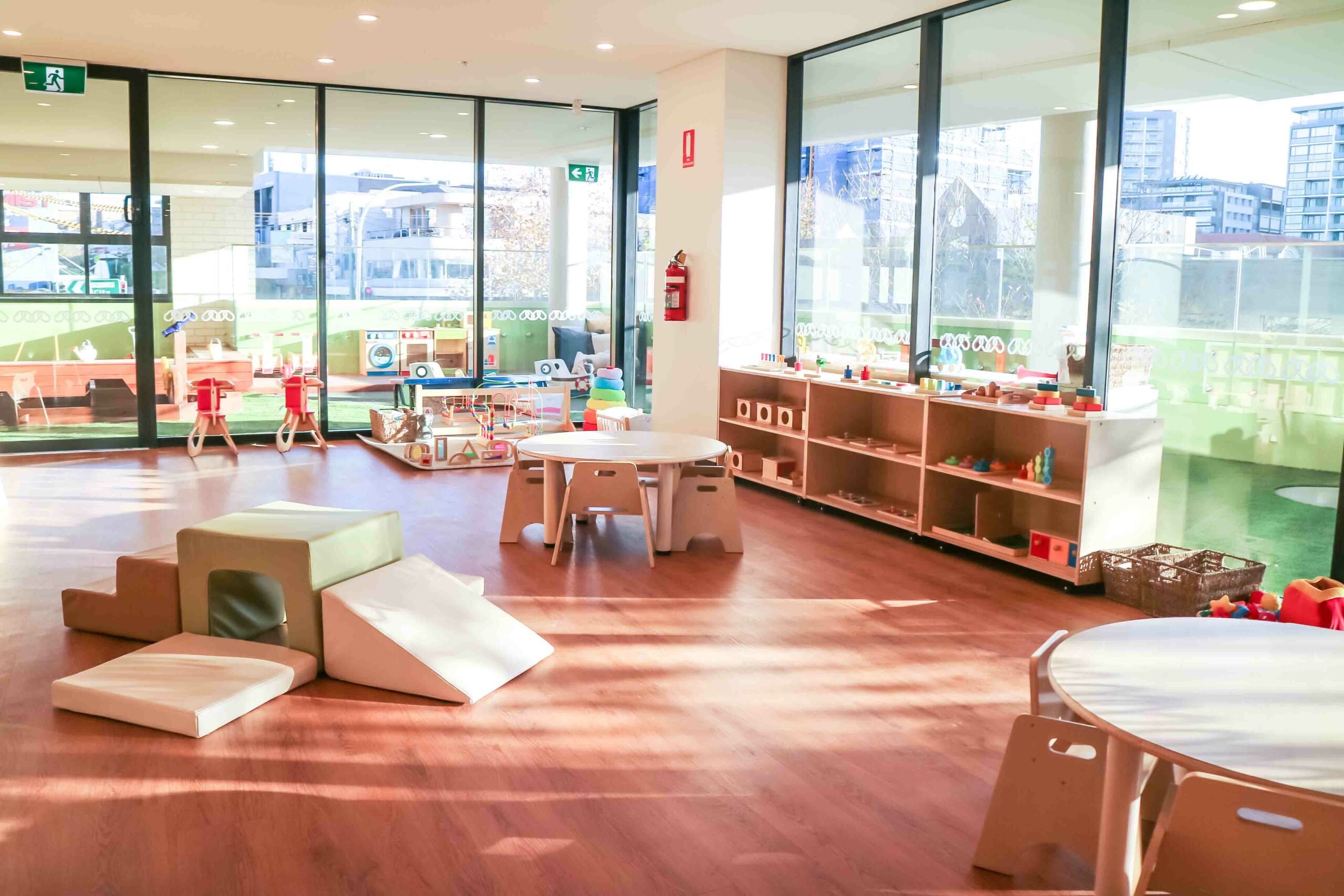 Infant Babies Classroom with Sensorial Activities and Soft Play Climber