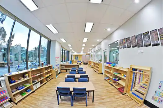 Macquarie Park childcare classroom with natural Montessori learning spaces