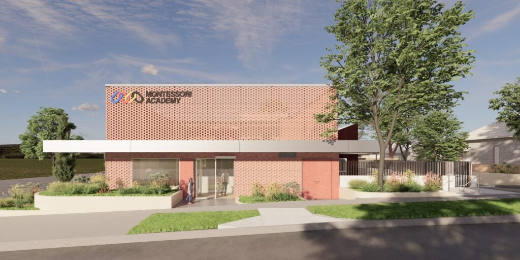 Facade render of new Montessori Academy Childcare in Punchbowl