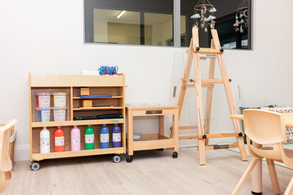 Modern childcare and preschool facilities at Gregory Hills Montessori Academy, featuring spacious classrooms, Montessori learning materials and safe outdoor play areas designed to support early childhood development.
