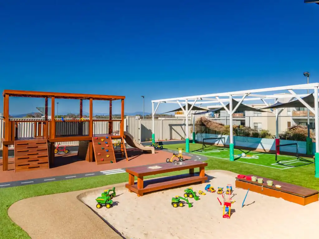 Gungahlin Childcare rooftop playground marketplace gungahlin with fort and slides
