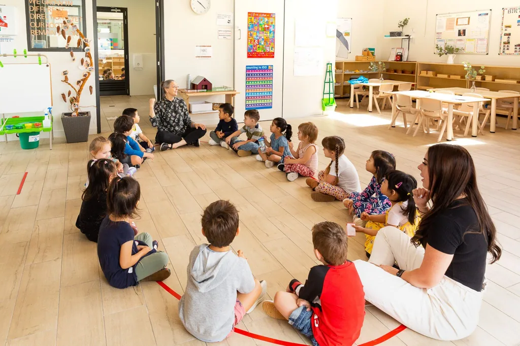 Children participating in group time at Montessori Academy