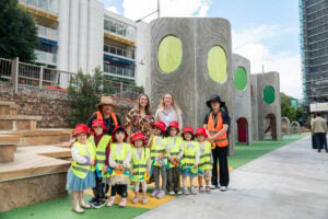 First to Play: Midtown Montessori Academy Preschool Children Help Open Village Green at Midtown MacPark