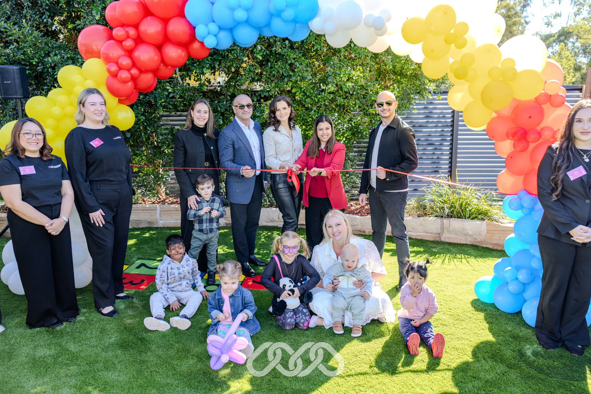 Official ribbon-cutting ceremony at Mount Annan Montessori Academy, with local families, community leaders, educators and children celebrating the opening of the new Montessori childcare centre.