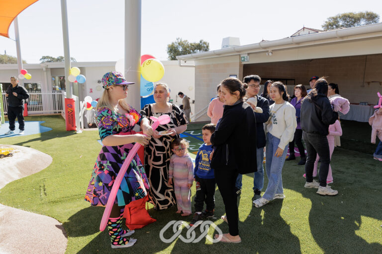 Balloon twisting at Mount Pritchard Montessori Academy Grand Opening.