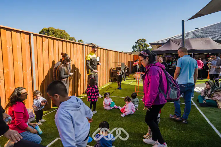 Children exploring Blacktown Montessori outdoor spaces with IFA Sports activity