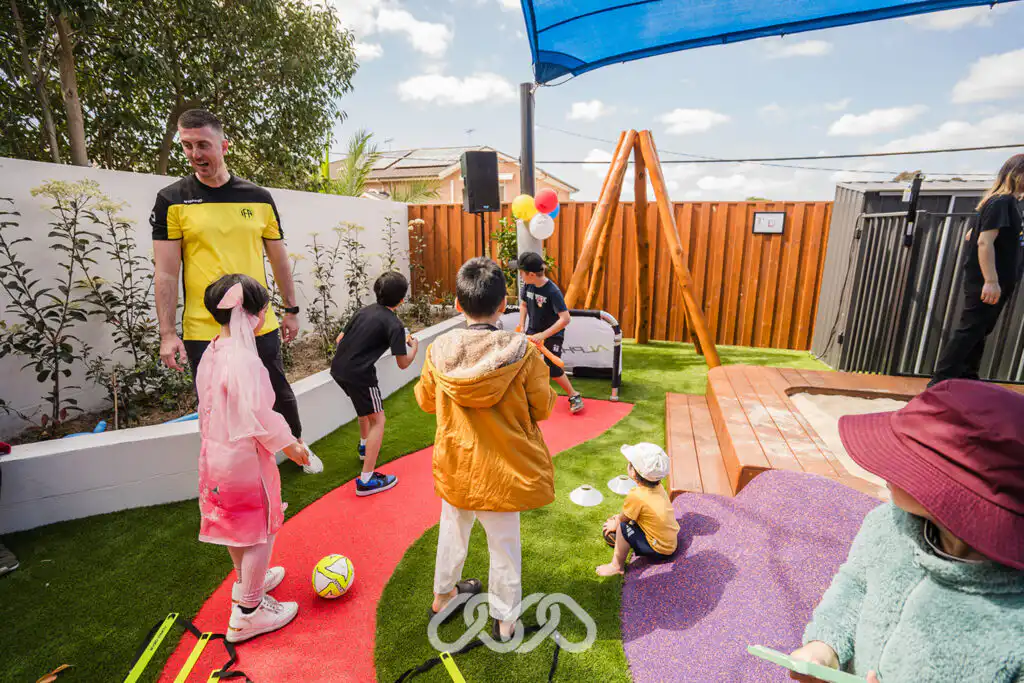 Children enjoying an IFA Sports soccer activity at the Bankstown North Grand Opening